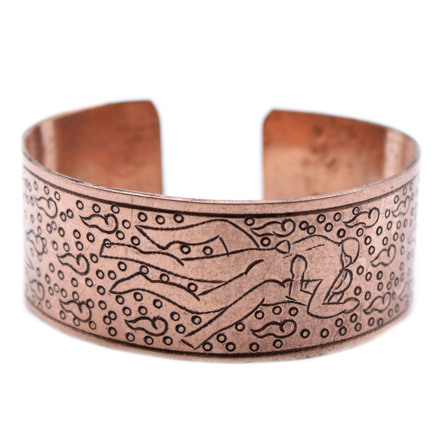 Polished Copper Tibetan Bracelet - Kamasutra featuring natural patterning and unique variations - Positive Faith Hope Love