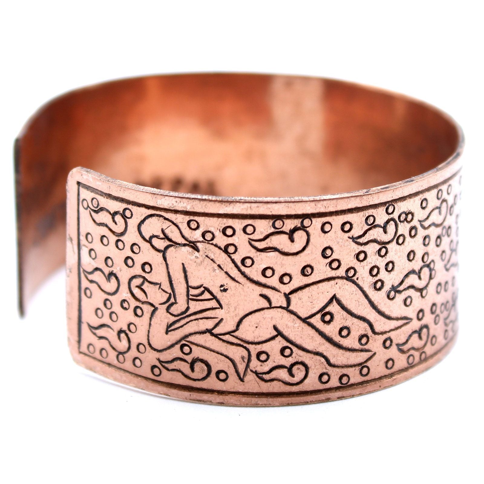 Polished Copper Tibetan Bracelet Kamasutra featuring natural patterning and unique variations - Positive Faith Hope Love