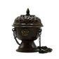 Polished Copper Tibetan Incense Burner - Classic Hanging featuring natural patterning and unique variations - Positive Faith Hope Love