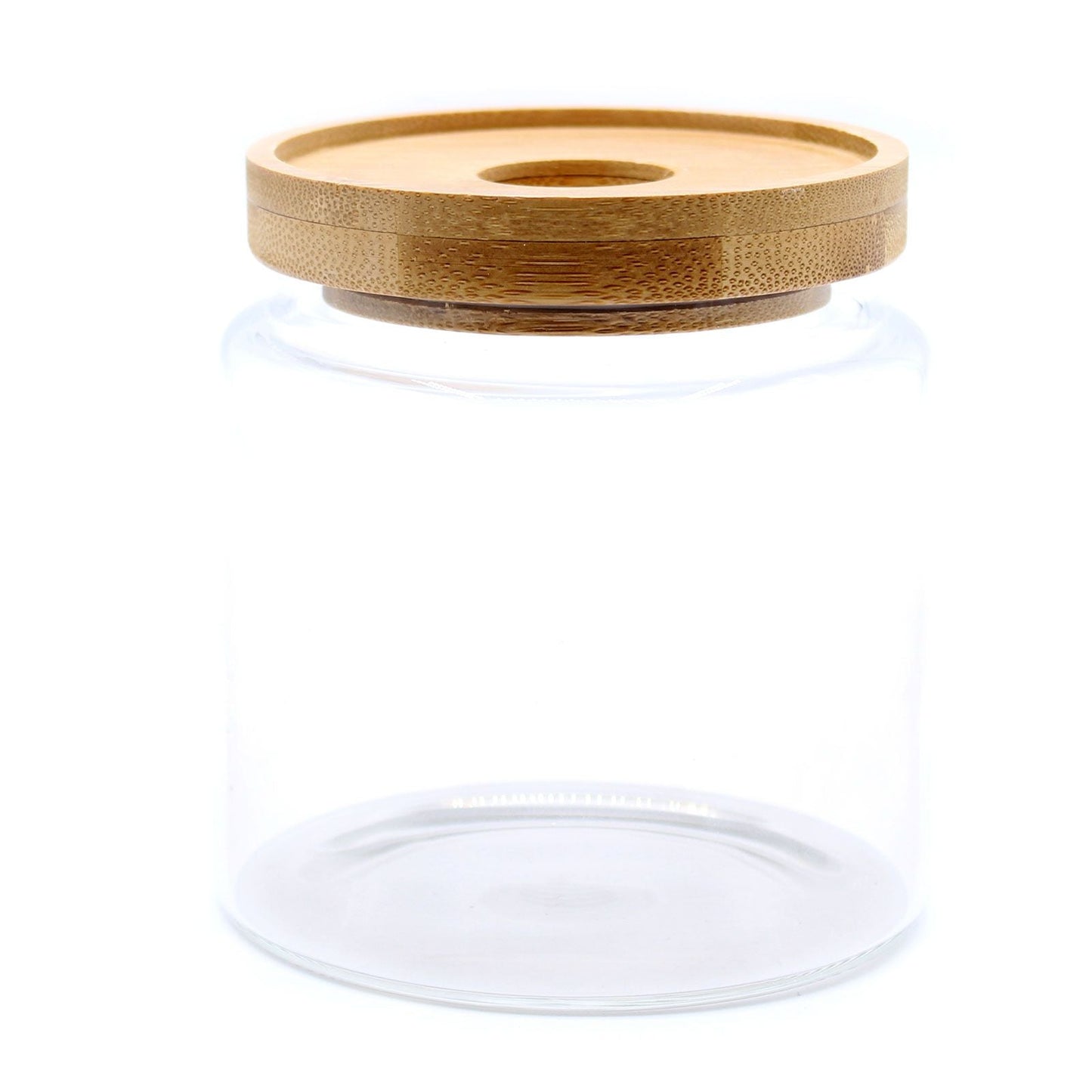 Polished Cottage Bamboo Glass Jar - 10cm featuring natural patterning and unique variations - Positive Faith Hope Love