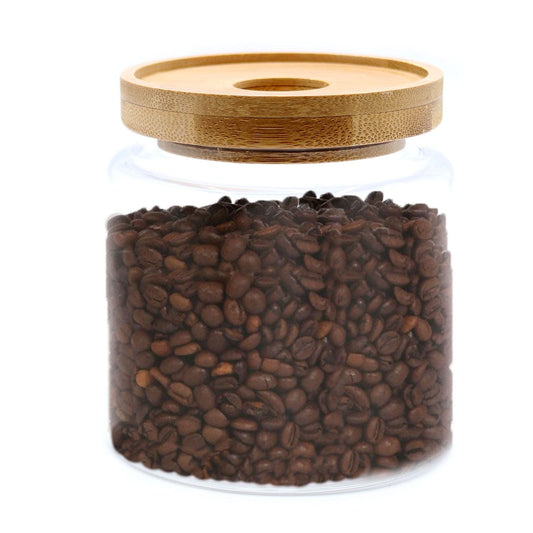 Polished Cottage Bamboo Glass Jar 10Cm featuring natural patterning and unique variations - Positive Faith Hope Love