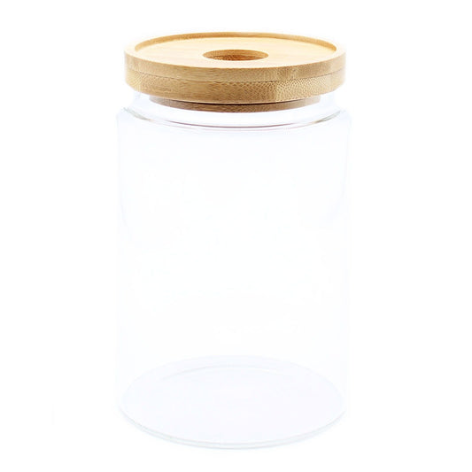 Polished Cottage Bamboo Glass Jar - 15cm featuring natural patterning and unique variations - Positive Faith Hope Love