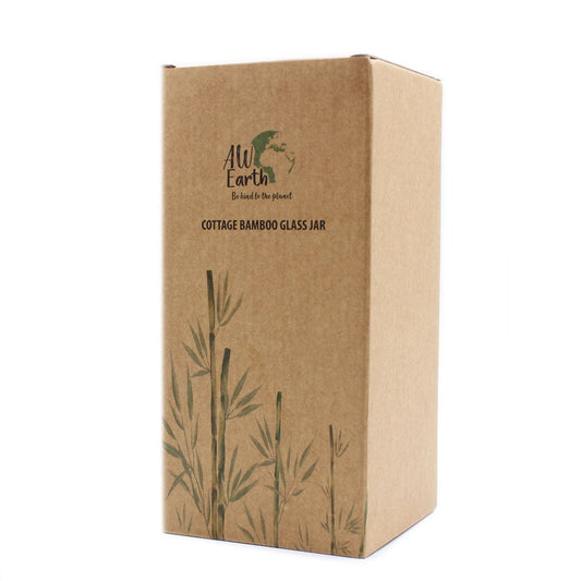 Polished Cottage Bamboo Glass Jar 20Cm featuring natural patterning and unique variations - Positive Faith Hope Love