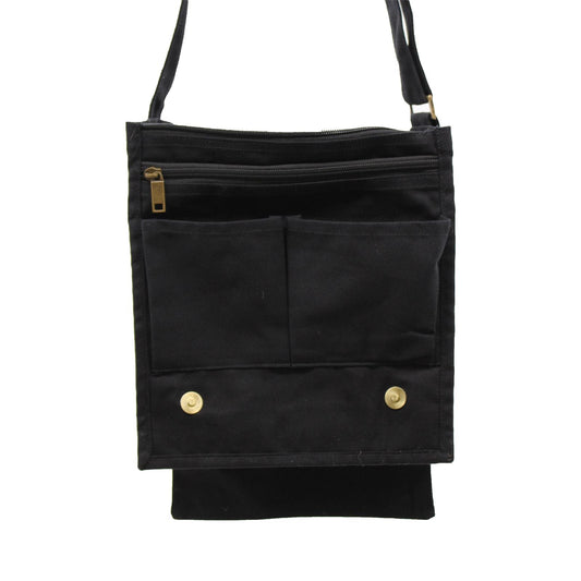 Polished Cotton Canvas Messenger Bag Black featuring natural patterning and unique variations - Positive Faith Hope Love