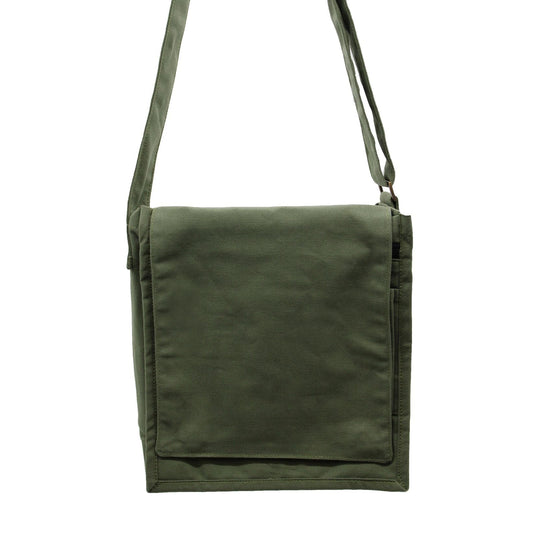 Polished Cotton Canvas Messenger Bag - Green featuring natural patterning and unique variations - Positive Faith Hope Love