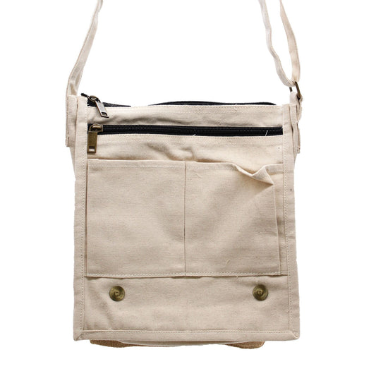 Polished Cotton Canvas Messenger Bag Natural And Soft Jute featuring natural patterning and unique variations - Positive Faith Hope Love