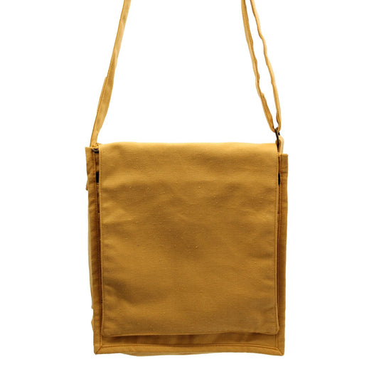 Polished Cotton Canvas Messenger Bag - Yellow featuring natural patterning and unique variations - Positive Faith Hope Love