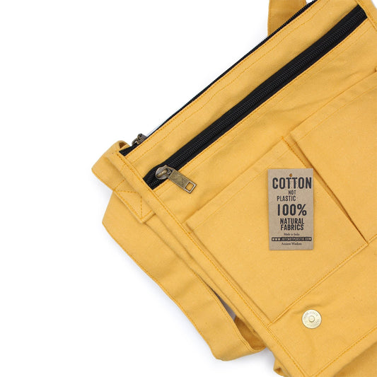Polished Cotton Canvas Messenger Bag Yellow featuring natural patterning and unique variations - Positive Faith Hope Love