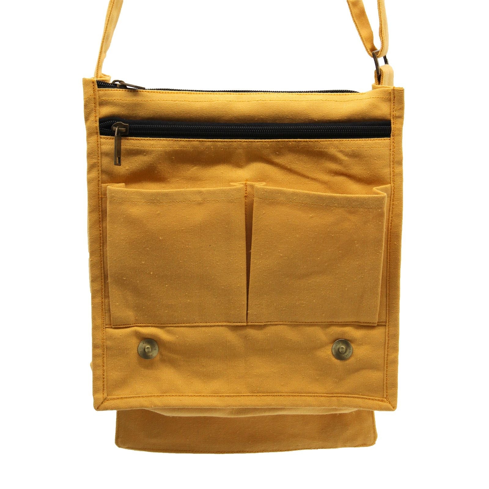 Polished Cotton Canvas Messenger Bag Yellow featuring natural patterning and unique variations - Positive Faith Hope Love