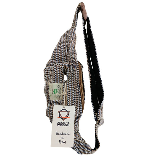 Polished Cotton Hemp Style Belt Or Fanny Bag Blue 1 featuring natural patterning and unique variations - Positive Faith Hope Love