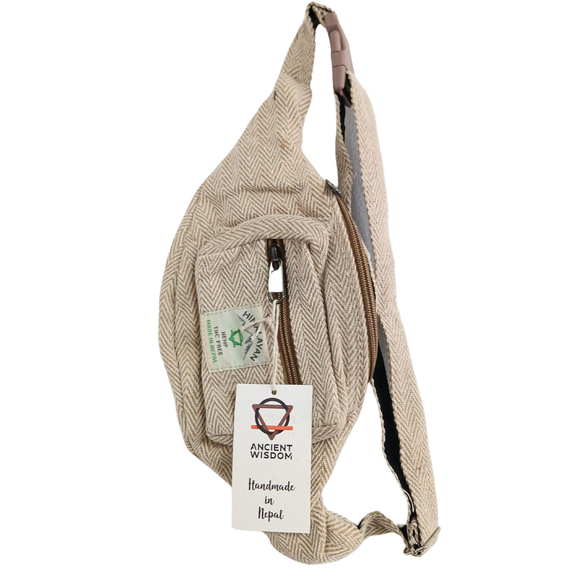 Polished Cotton Hemp Style Belt Or Fanny Bag Natural 1 featuring natural patterning and unique variations - Positive Faith Hope Love