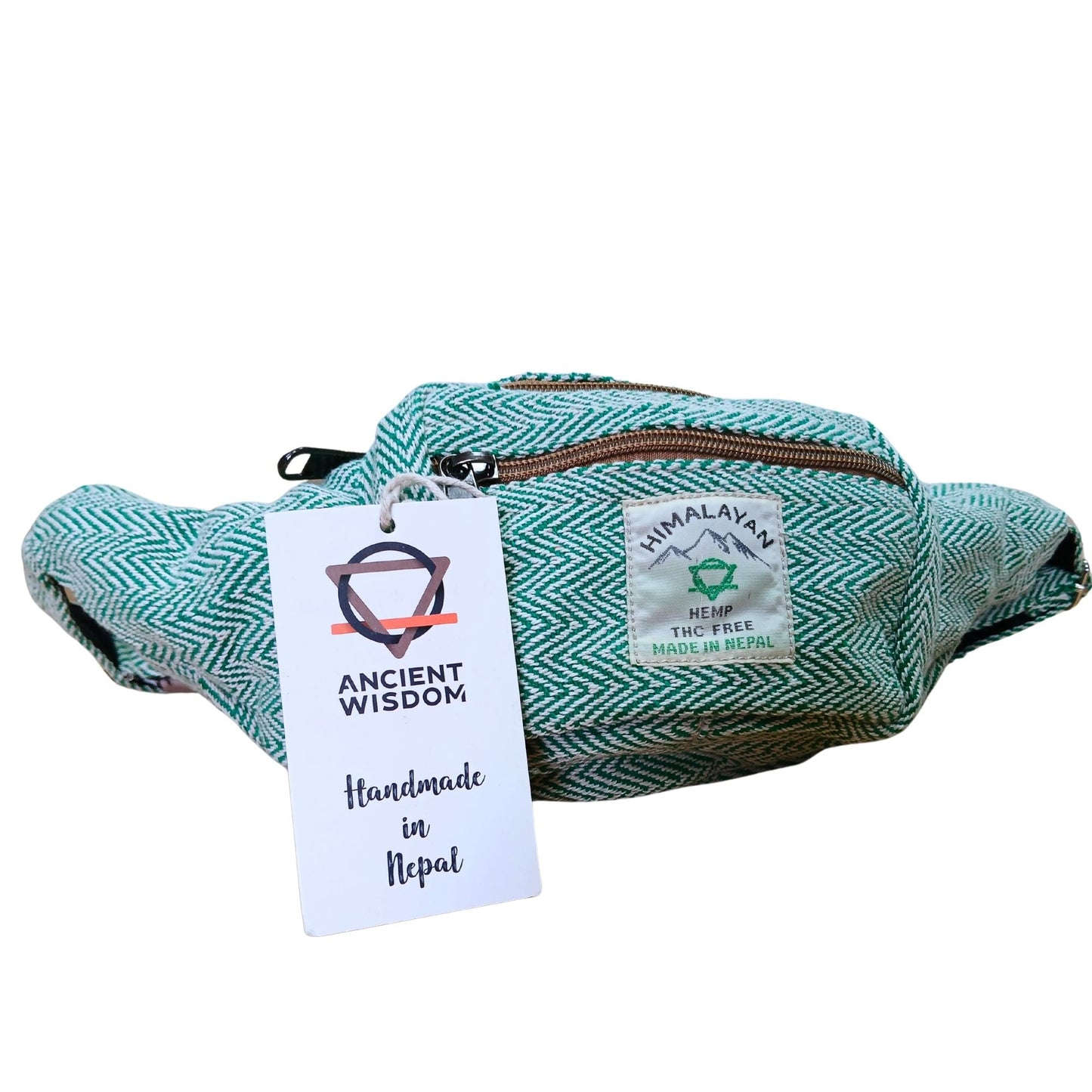 Polished Cotton Hemp Style Belt (or Fanny) Bag - Sage featuring natural patterning and unique variations - Positive Faith Hope Love
