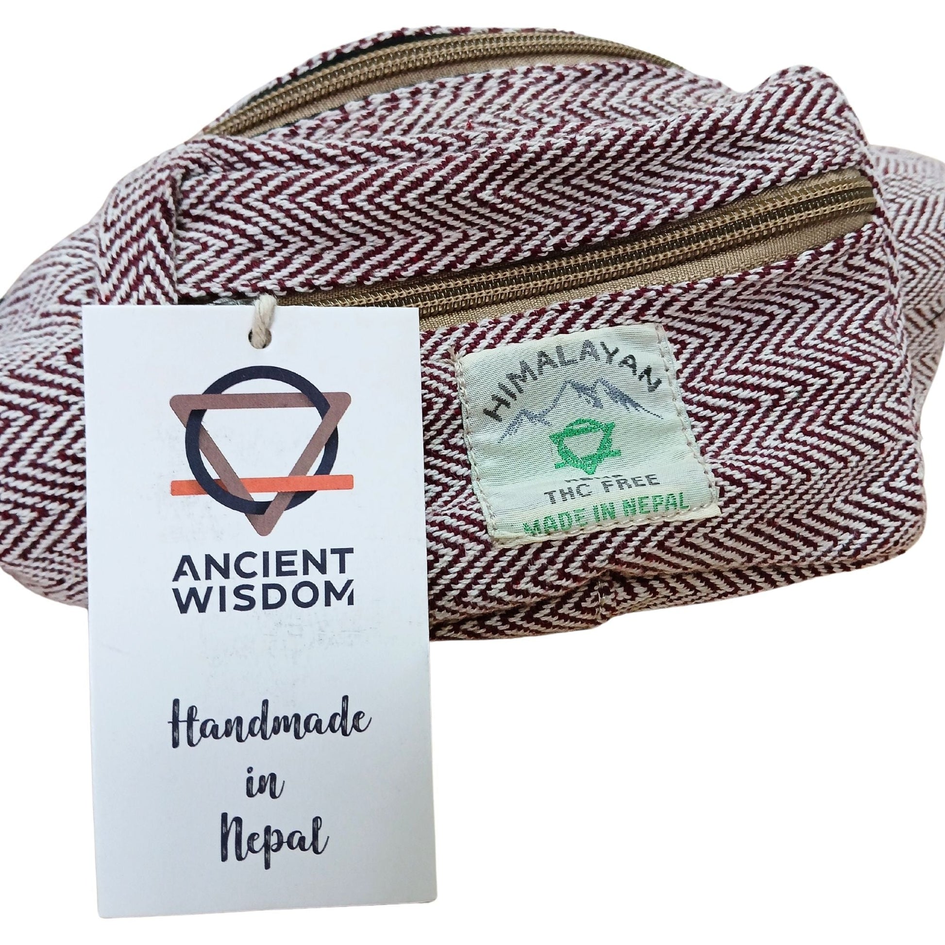 Polished Cotton Hemp Style Belt (or Fanny) Bag - Wine featuring natural patterning and unique variations - Positive Faith Hope Love