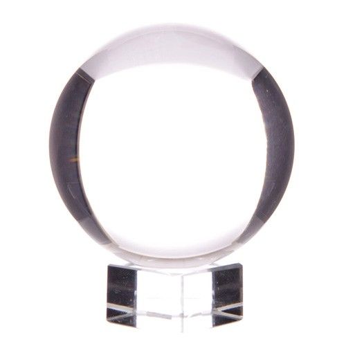 Polished Crystal Ball on Stand 130mm featuring natural patterning and unique variations - Positive Faith Hope Love