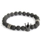 Polished Crystal Crown / Black Agate - Gemstone Bracelet featuring banded patterns and glossy finish - Positive Faith Hope Love