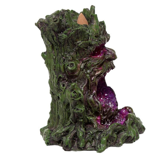 Polished Crystal Green Man Led Backflow Incense Burner featuring natural patterning and unique variations - Positive Faith Hope Love