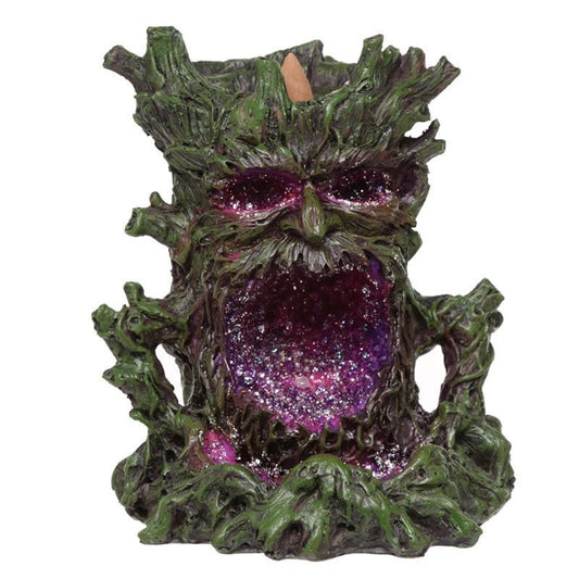 Polished Crystal Green Man LED Backflow Incense Burner featuring natural patterning and unique variations - Positive Faith Hope Love