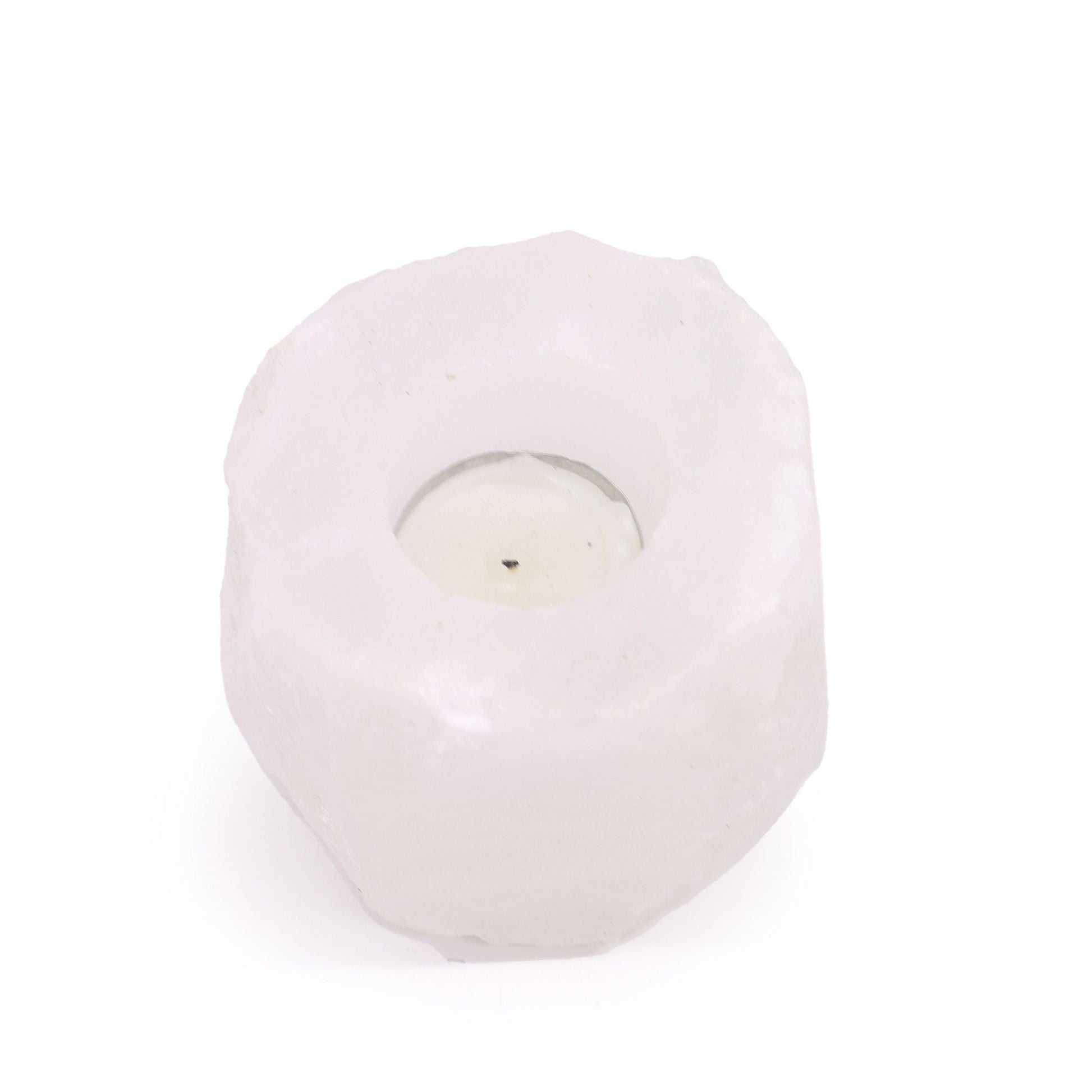 Polished Crystal Rock Himalayan Salt Candle Holder 600-800g featuring natural patterning and unique variations - Positive Faith Hope Love