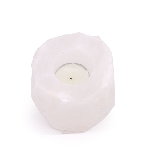 Polished Crystal Rock Himalayan Salt Candle Holder 600-800g featuring natural patterning and unique variations - Positive Faith Hope Love