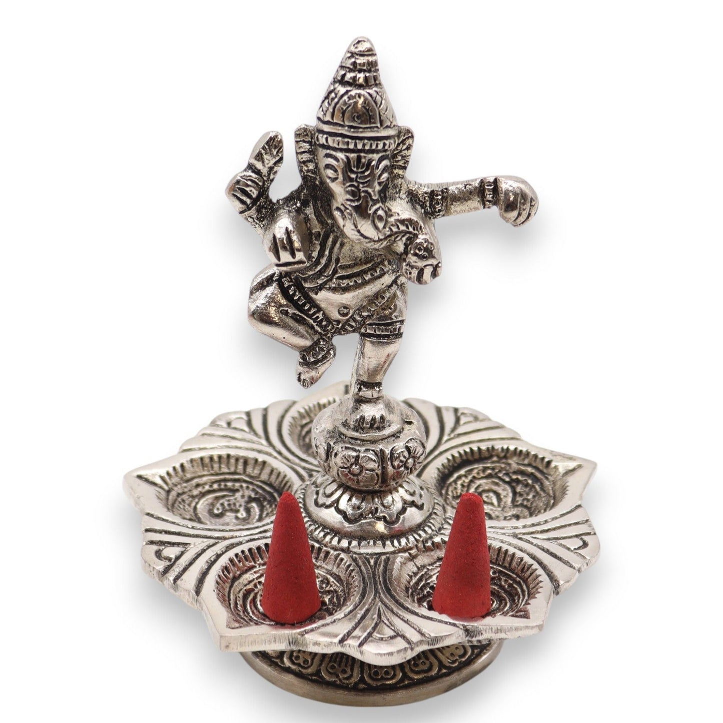 Polished Dancing Ganesha Incense Holder featuring natural patterning and unique variations - Positive Faith Hope Love