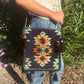 Polished Dark Navy Kilim Messenger Festival Bag featuring natural patterning and unique variations - Positive Faith Hope Love