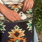 Polished Dark Navy Kilim Messenger Festival Bag featuring natural patterning and unique variations - Positive Faith Hope Love