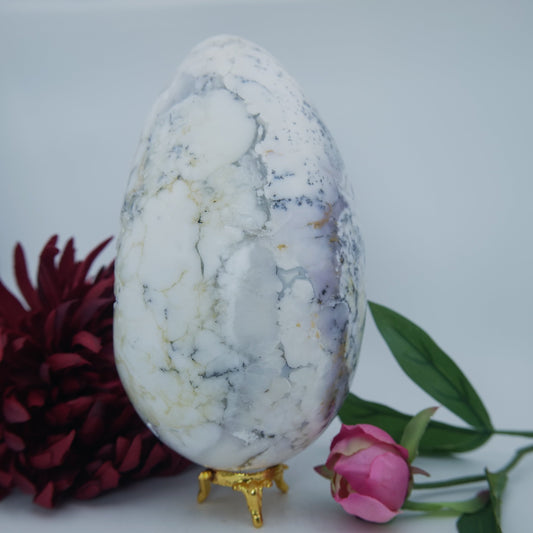 Polished Dendritic Opal Egg 3000g featuring play-of-colour and luminous sheen - Positive Faith Hope Love