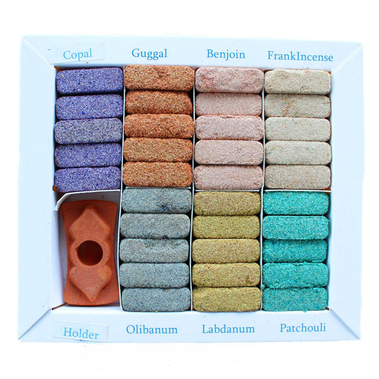 Polished Display Set Of 70 Incense Smudge Bricks And Burner Wild West 1 featuring natural patterning and unique variations - Positive Faith Hope Love