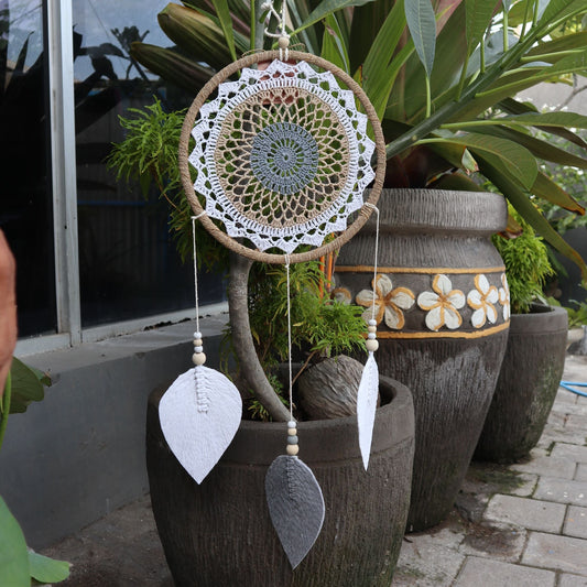 Polished Dream Catcher - Large Brown Elemental Spirits featuring natural patterning and unique variations - Positive Faith Hope Love