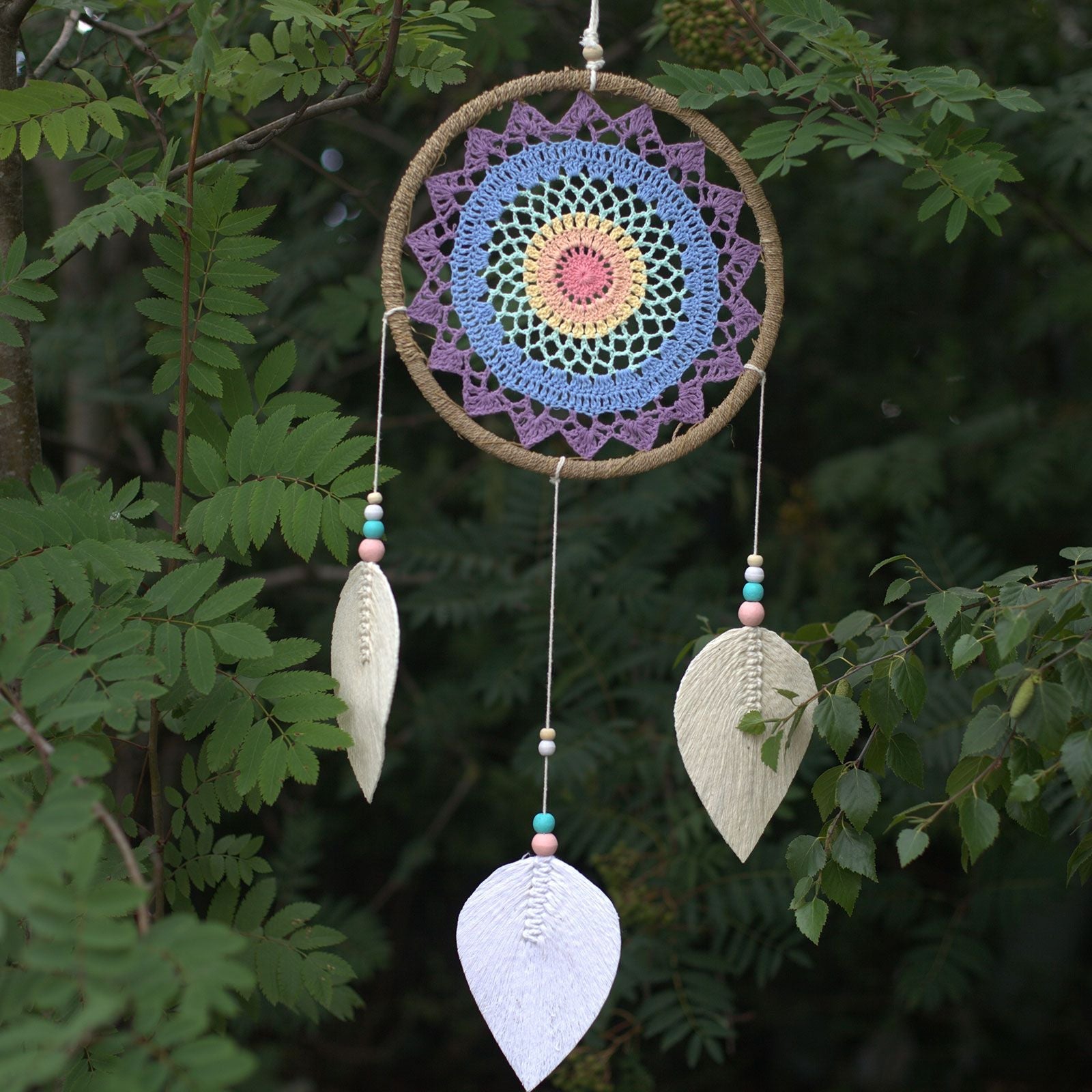 Polished Dream Catcher Large Multi Elemental Spirits featuring natural patterning and unique variations - Positive Faith Hope Love