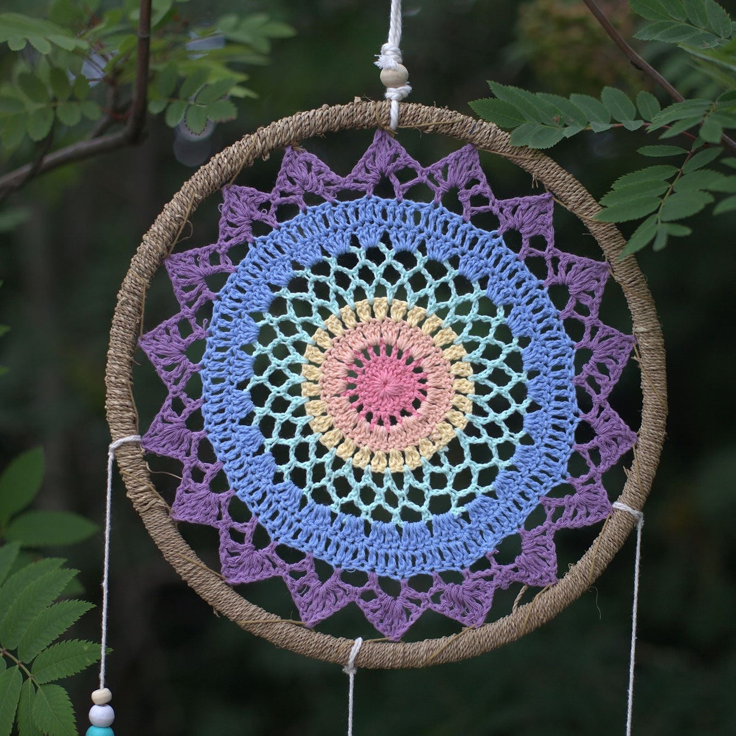 Polished Dream Catcher Large Multi Elemental Spirits featuring natural patterning and unique variations - Positive Faith Hope Love
