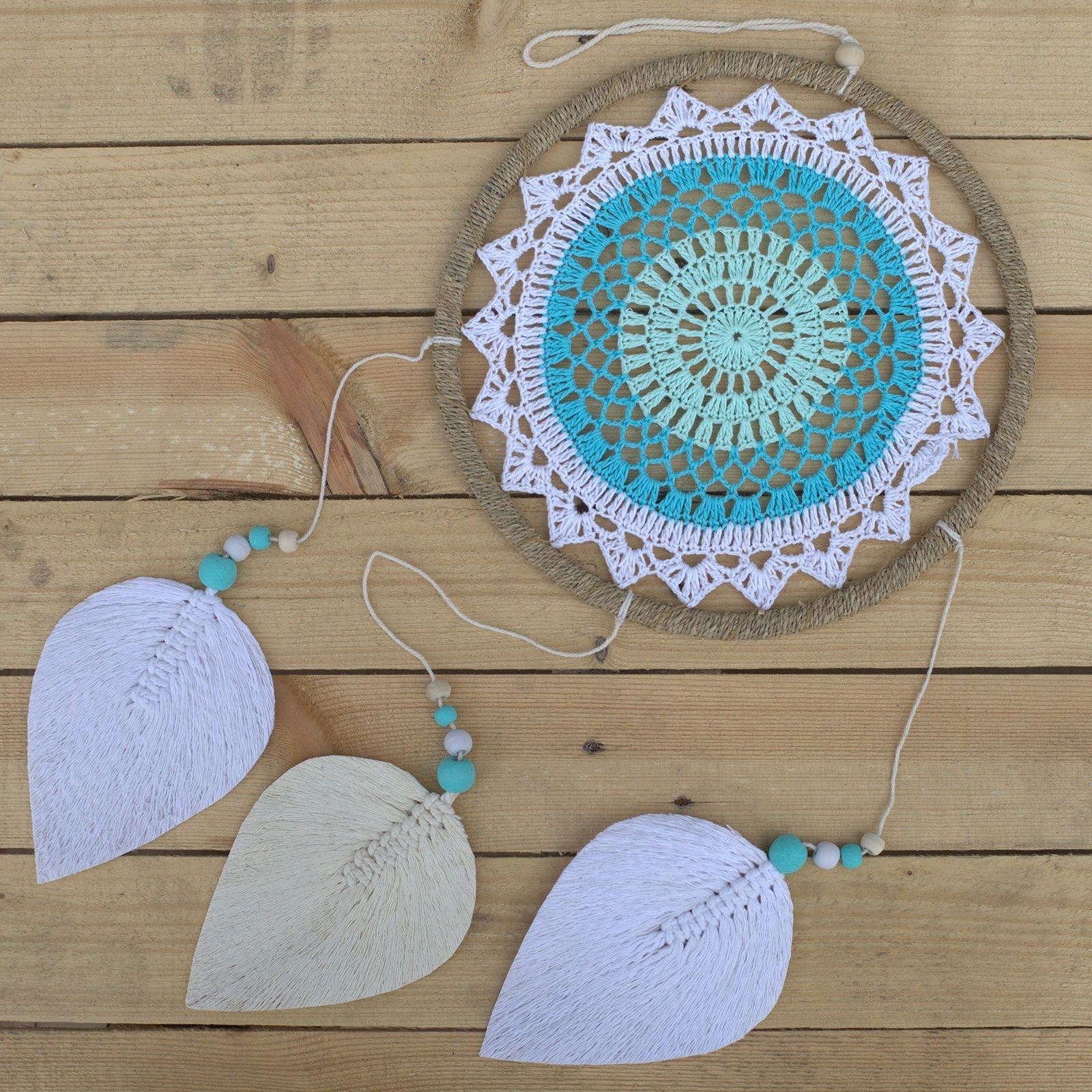 Polished Dream Catcher Large Turquoise Elemental Spirits featuring natural patterning and unique variations - Positive Faith Hope Love