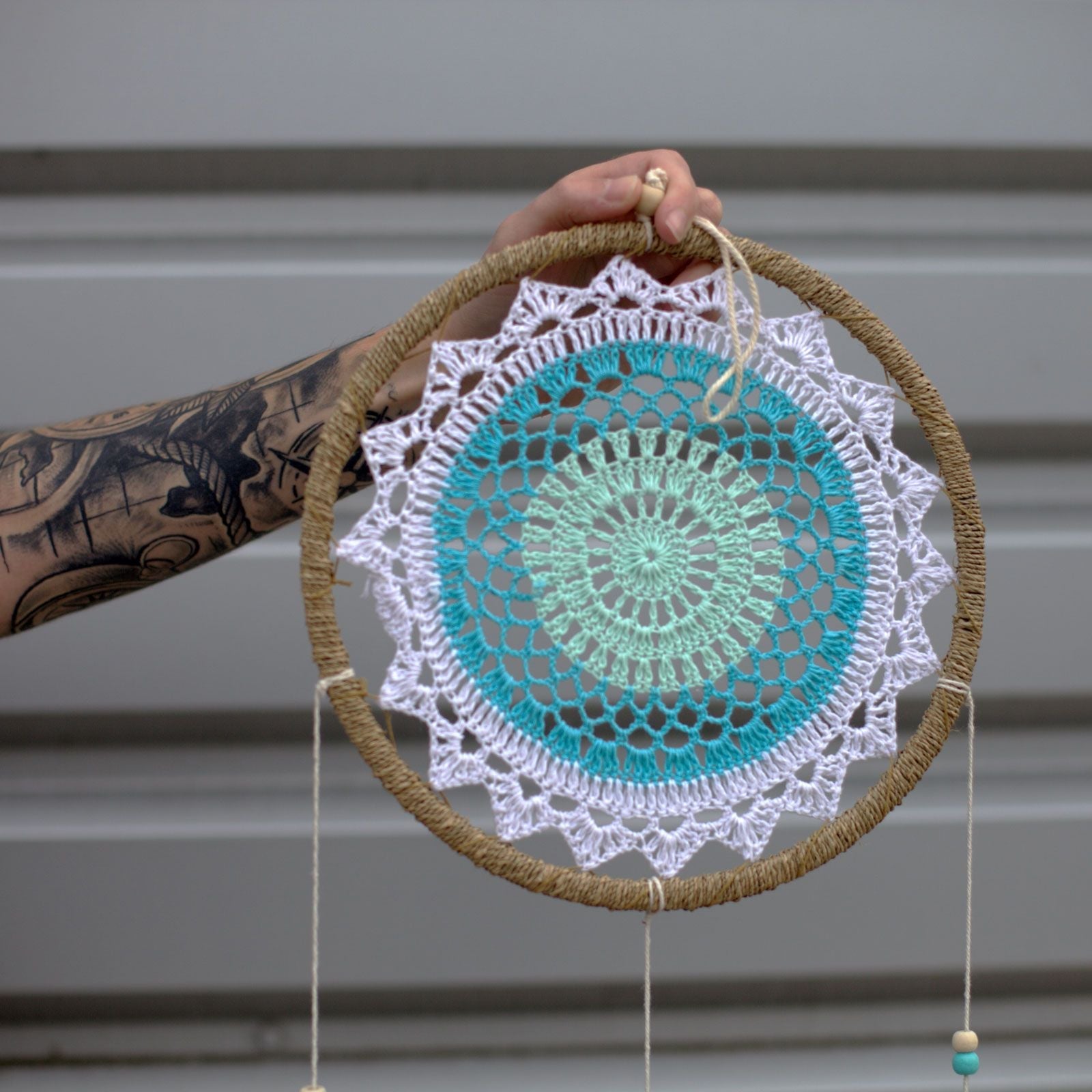 Polished Dream Catcher Large Turquoise Elemental Spirits featuring natural patterning and unique variations - Positive Faith Hope Love