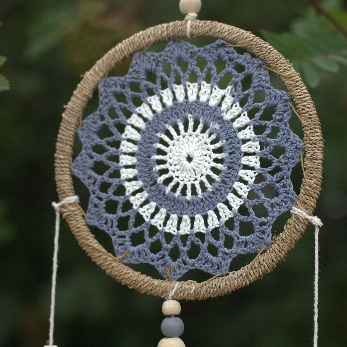 Polished Dream Catcher Medium Grey Elemental Spirits featuring natural patterning and unique variations - Positive Faith Hope Love