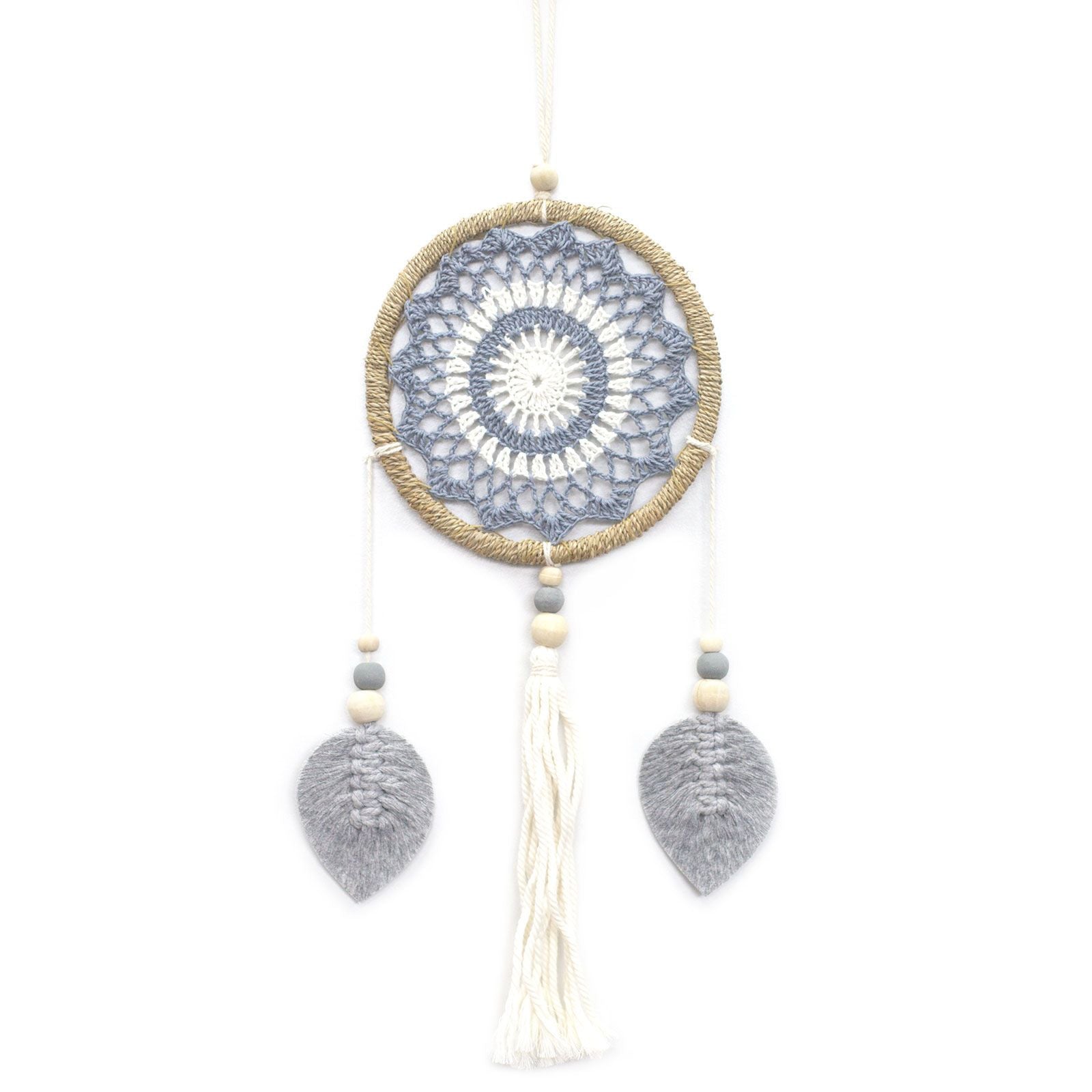 Polished Dream Catcher - Medium Grey Elemental Spirits featuring natural patterning and unique variations - Positive Faith Hope Love