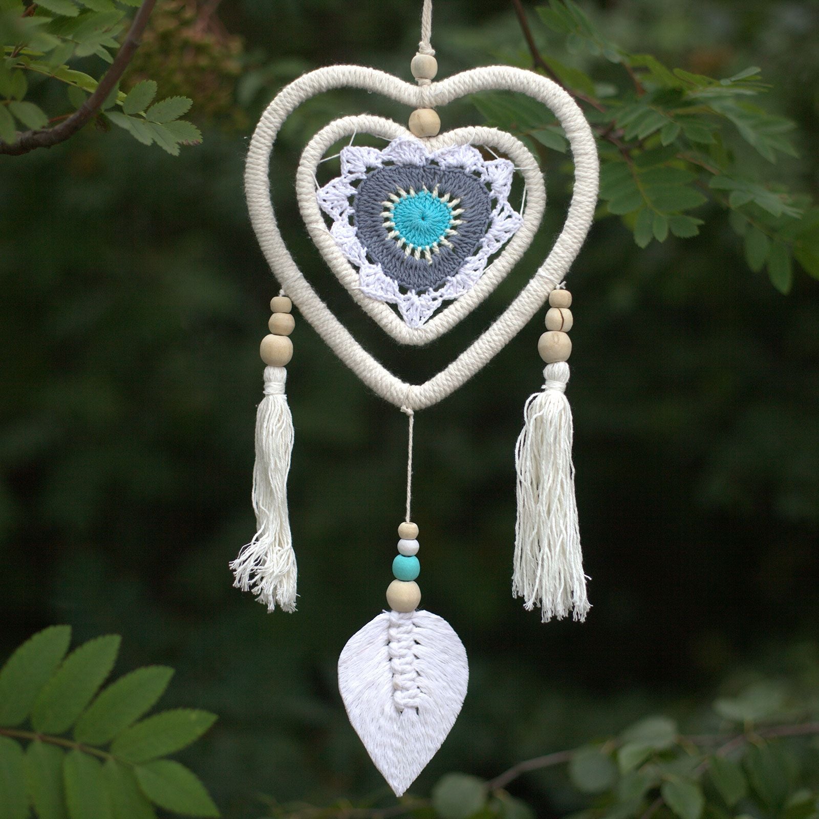 Polished Dream Catcher Medium Multi Heart In Heart featuring natural patterning and unique variations - Positive Faith Hope Love
