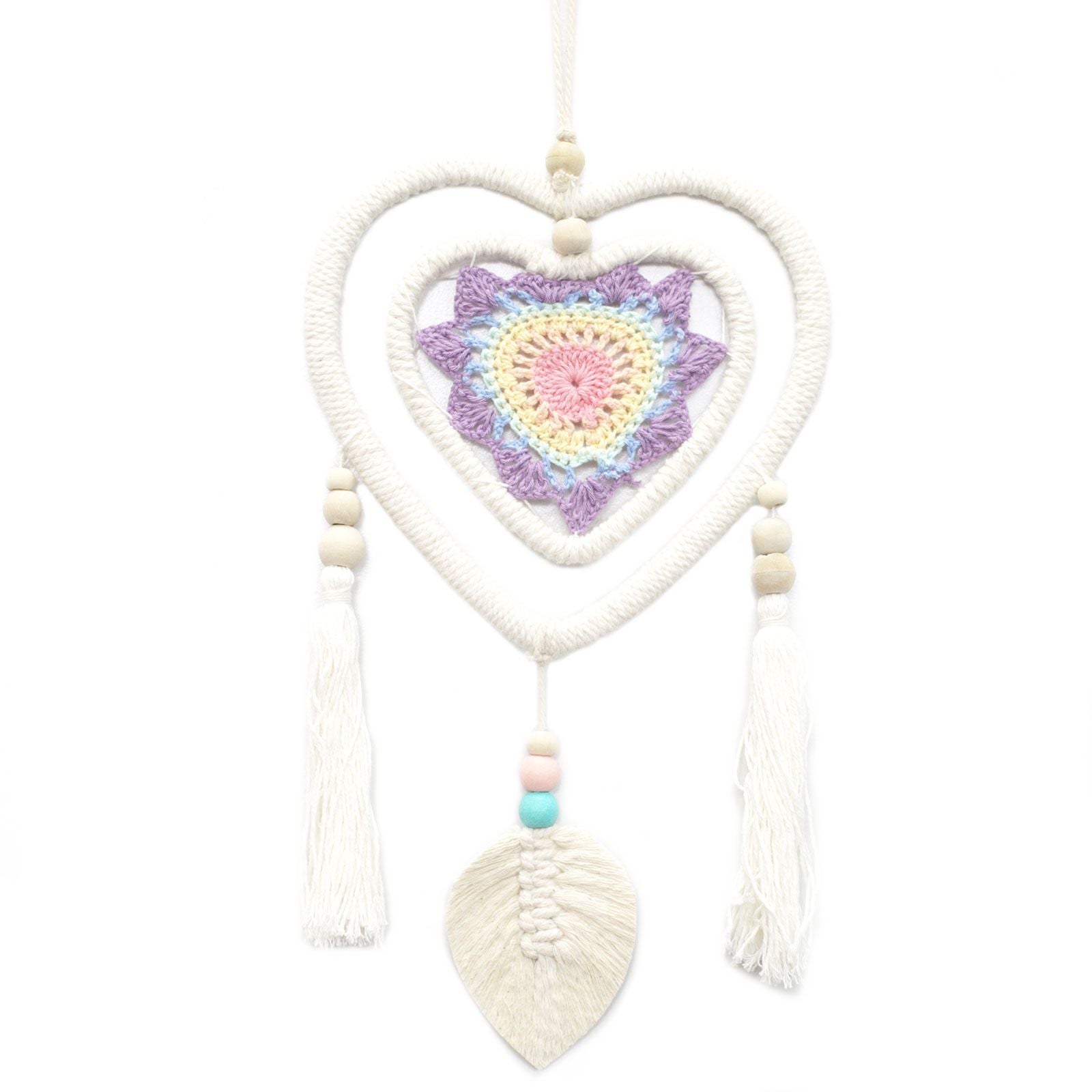 Polished Dream Catcher Medium Multi Heart In Heart featuring natural patterning and unique variations - Positive Faith Hope Love
