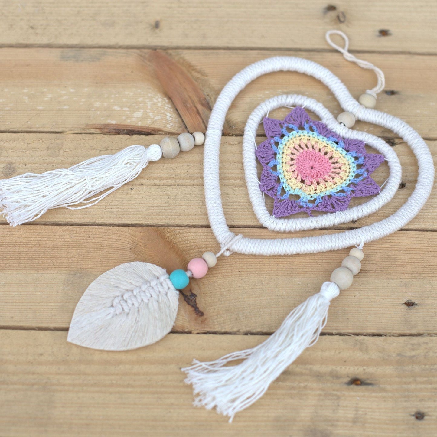 Polished Dream Catcher Medium Multi Heart In Heart featuring natural patterning and unique variations - Positive Faith Hope Love