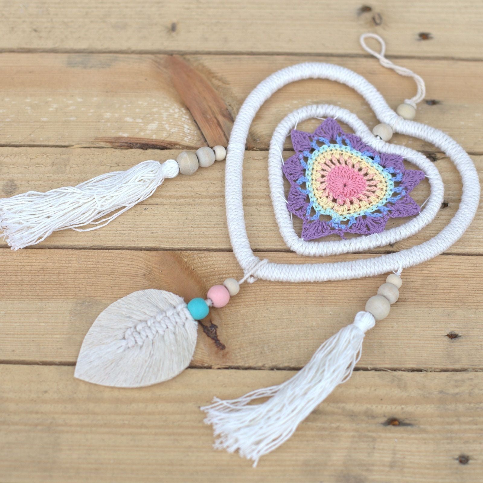 Polished Dream Catcher Medium Multi Heart In Heart featuring natural patterning and unique variations - Positive Faith Hope Love
