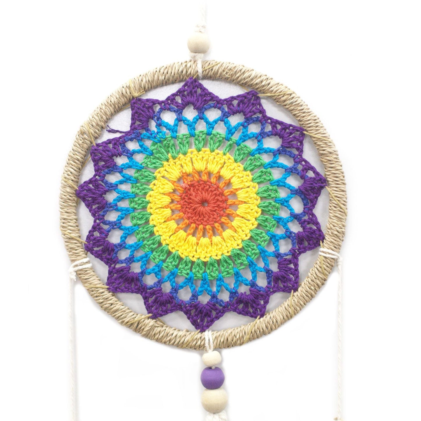 Polished Dream Catcher Medium Rainbow Elemental Spirits featuring natural patterning and unique variations - Positive Faith Hope Love