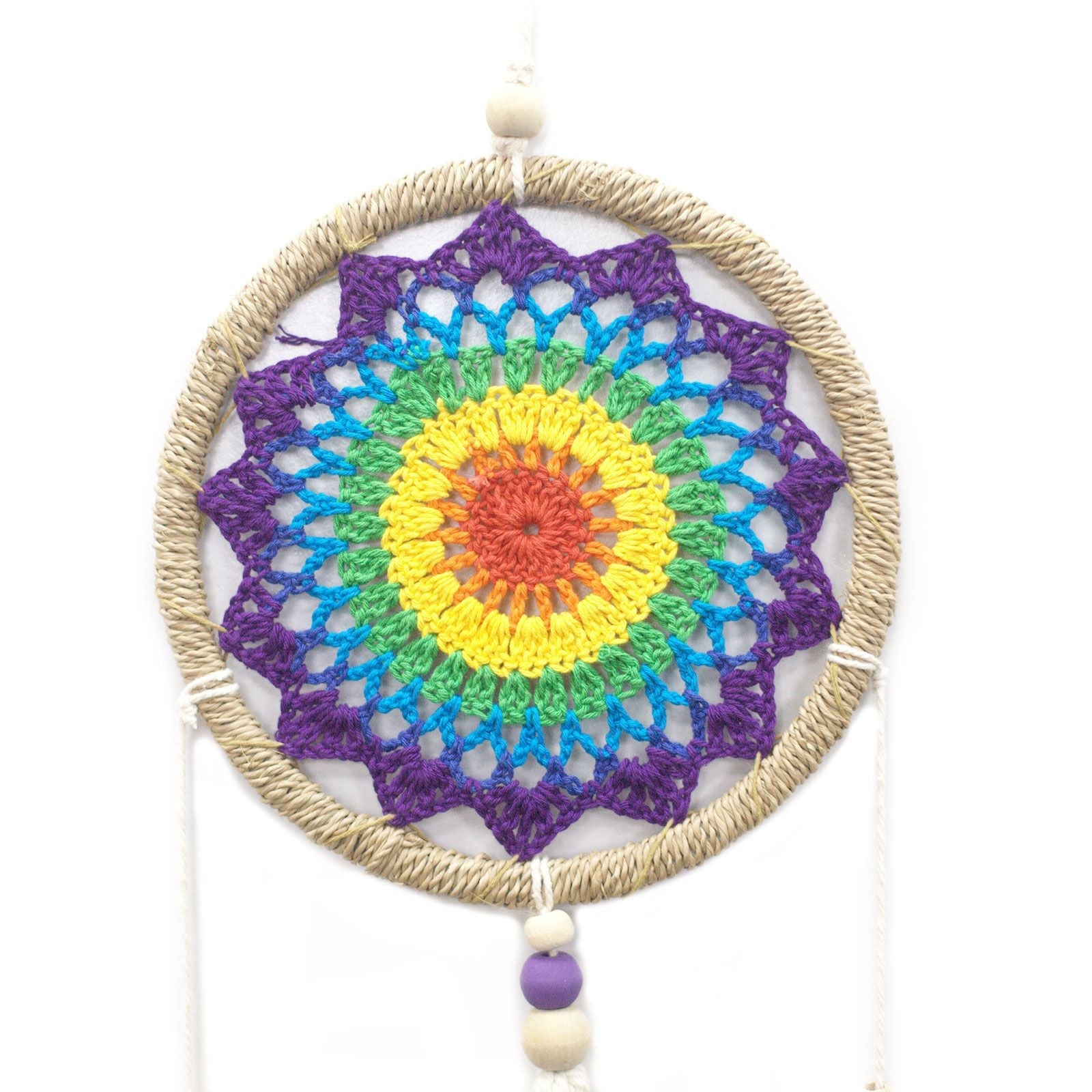 Polished Dream Catcher Medium Rainbow Elemental Spirits featuring natural patterning and unique variations - Positive Faith Hope Love