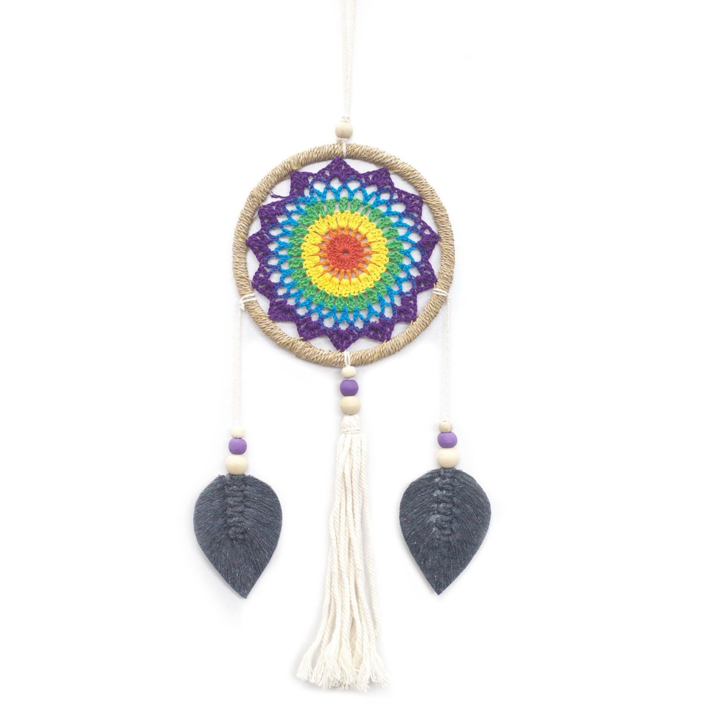 Polished Dream Catcher - Medium Rainbow Elemental Spirits featuring natural patterning and unique variations - Positive Faith Hope Love