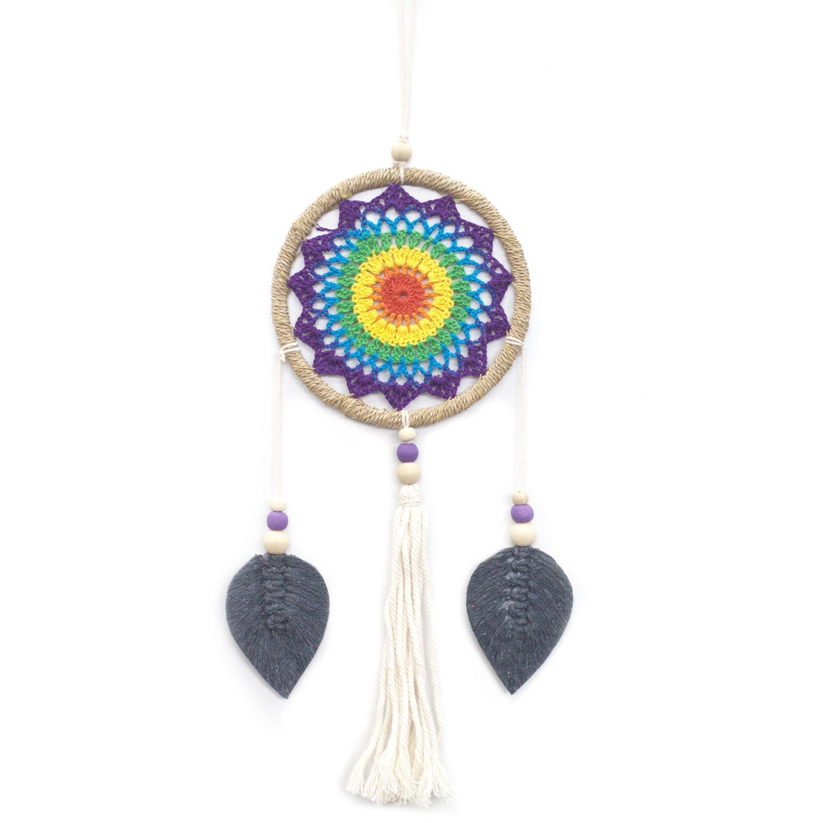Polished Dream Catcher - Medium Rainbow Elemental Spirits featuring natural patterning and unique variations - Positive Faith Hope Love