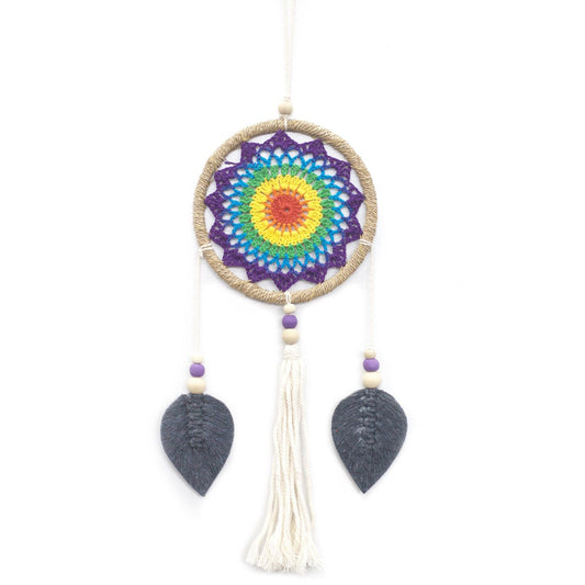 Polished Dream Catcher - Medium Rainbow Elemental Spirits featuring natural patterning and unique variations - Positive Faith Hope Love