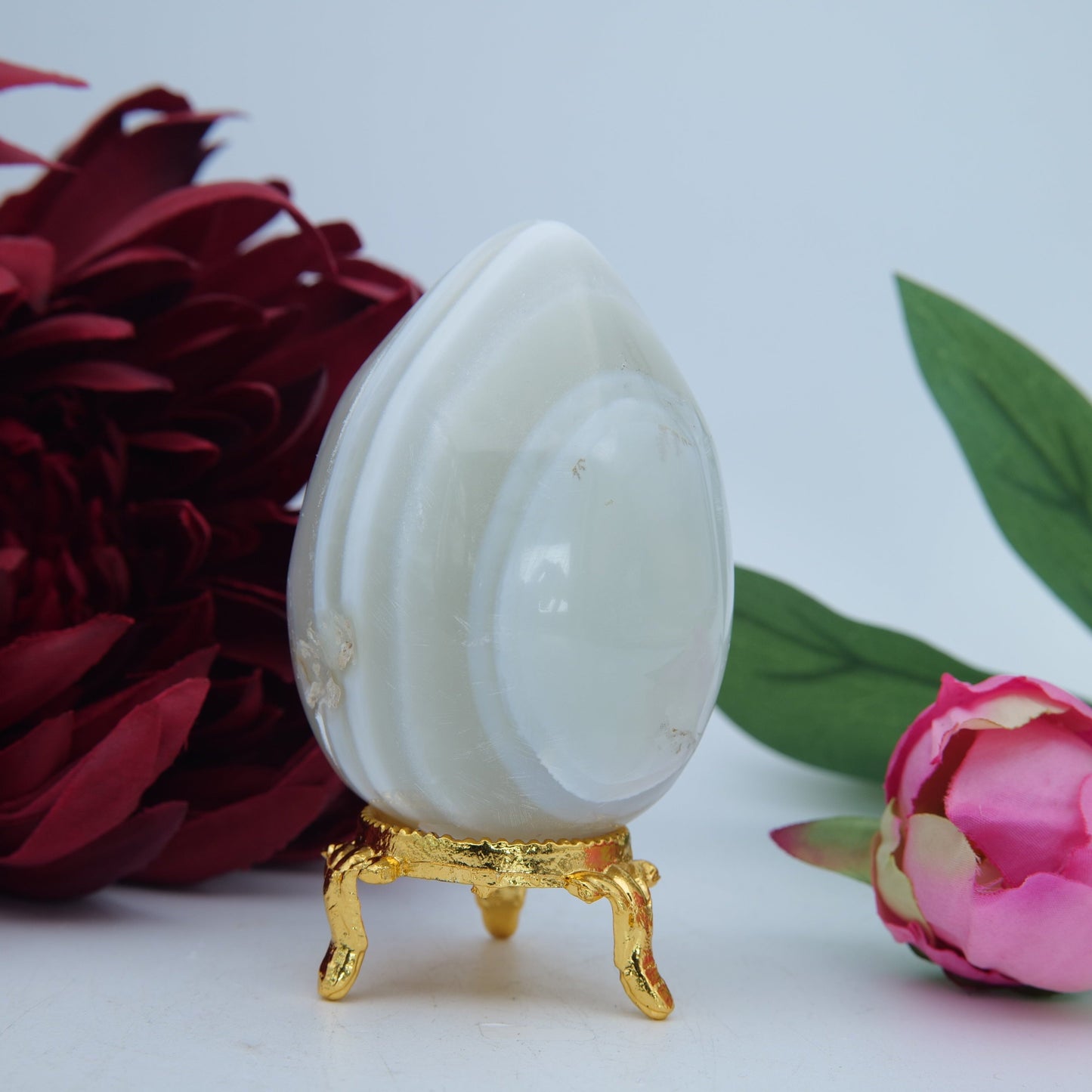 Natural Druzy Agate Egg 240Grams 72Mm featuring banded patterns and glossy finish - Positive Faith Hope Love