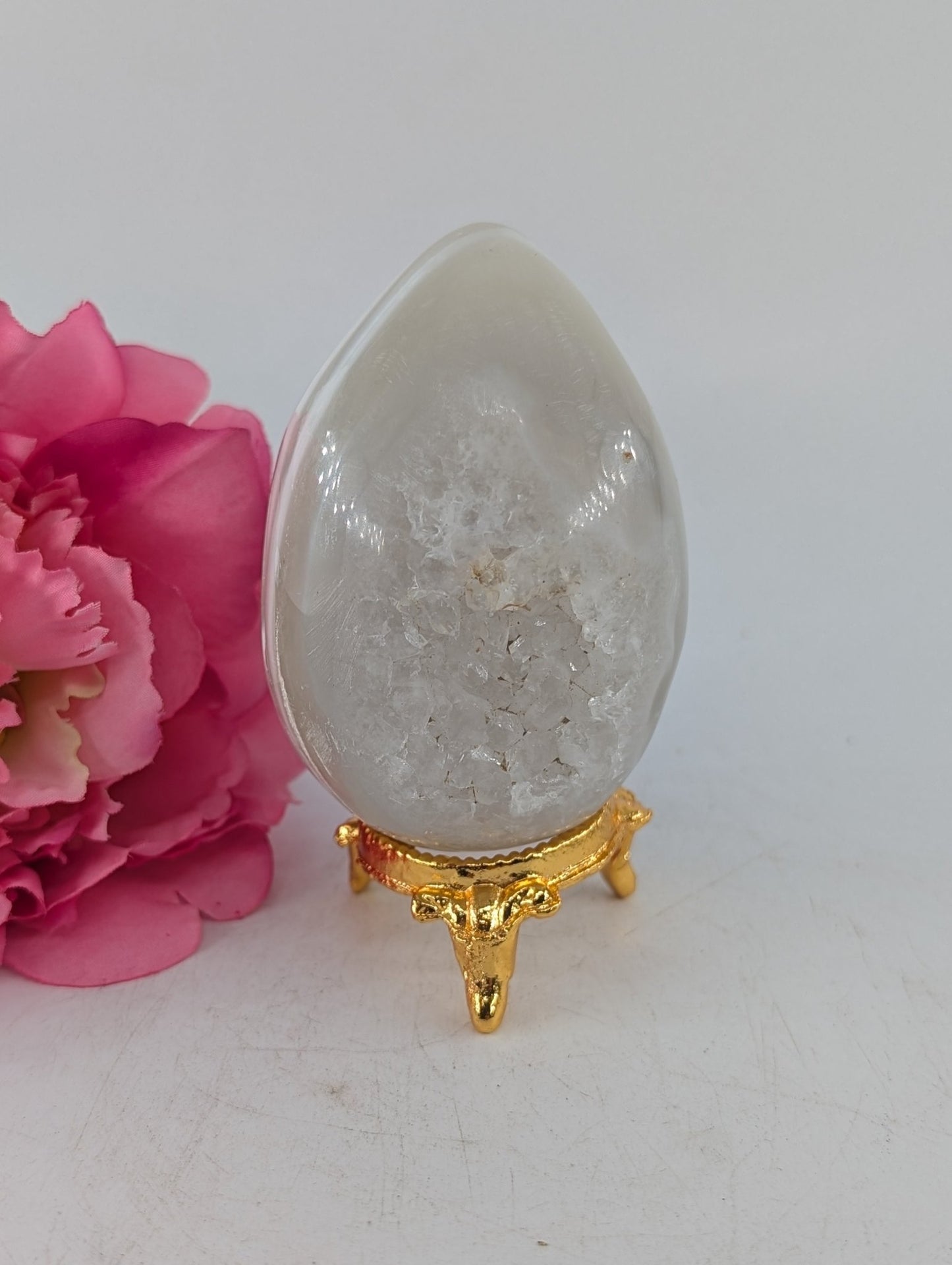 Druzy Agate Egg 240grams 72mm - Positive Faith Hope Love