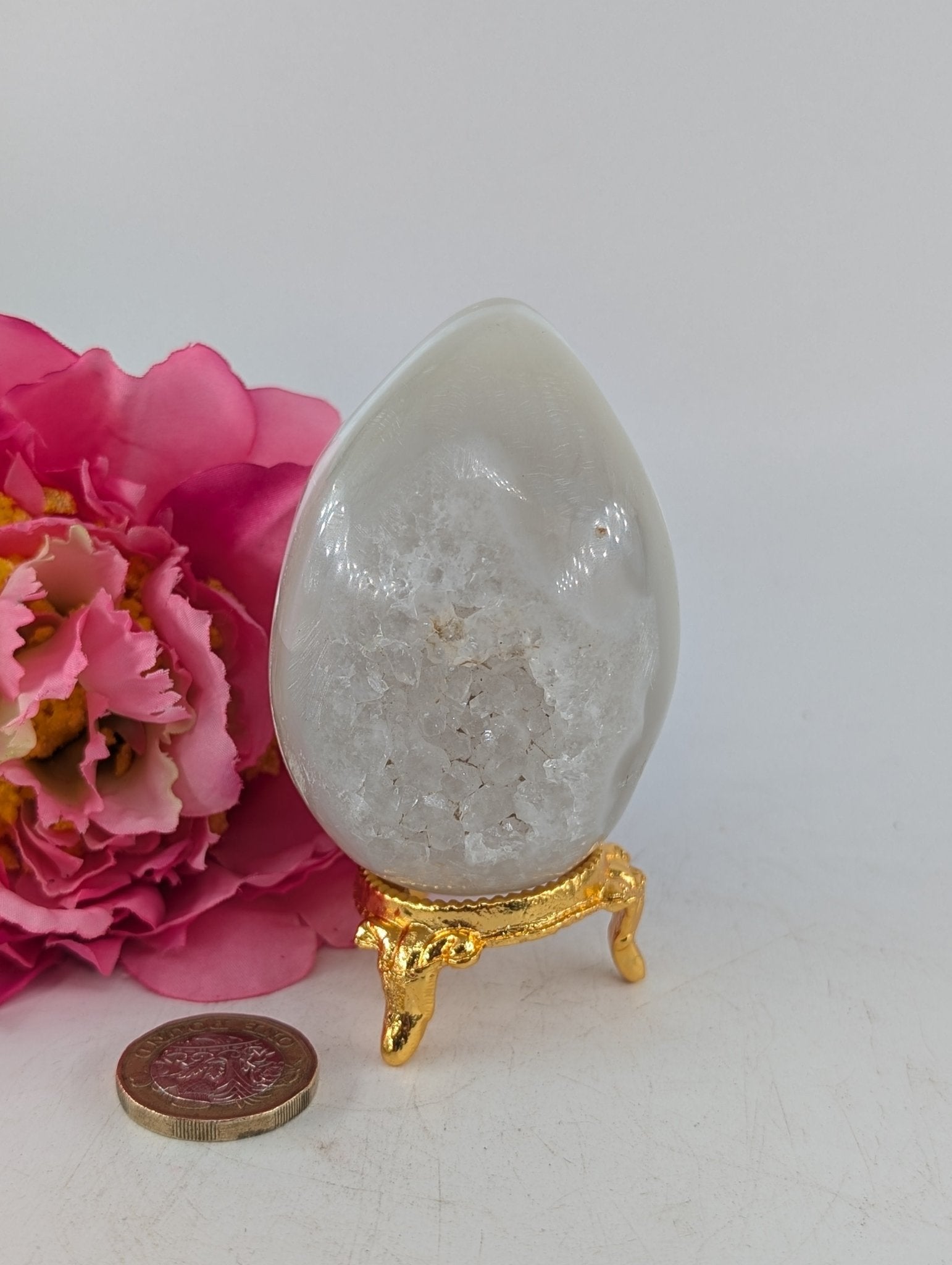 Druzy Agate Egg 240grams 72mm - Positive Faith Hope Love