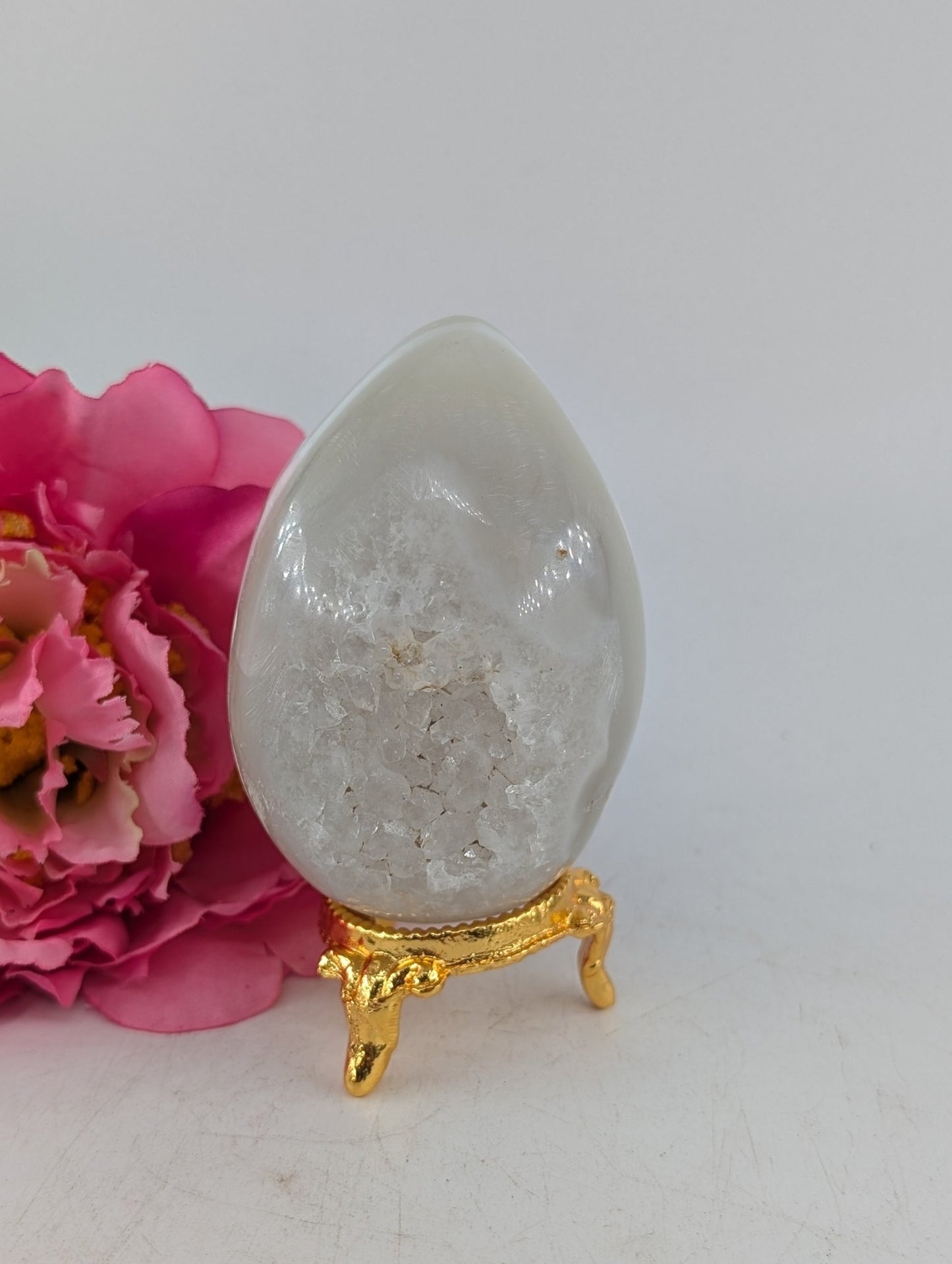 Druzy Agate Egg 240grams 72mm - Positive Faith Hope Love