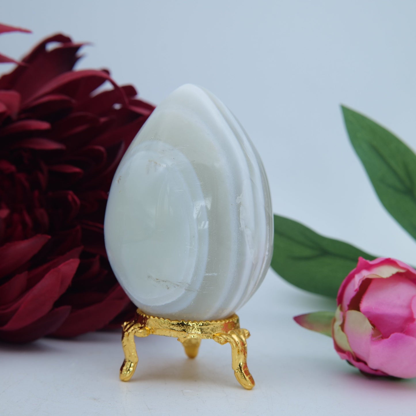 Natural Druzy Agate Egg 240Grams 72Mm featuring banded patterns and glossy finish - Positive Faith Hope Love