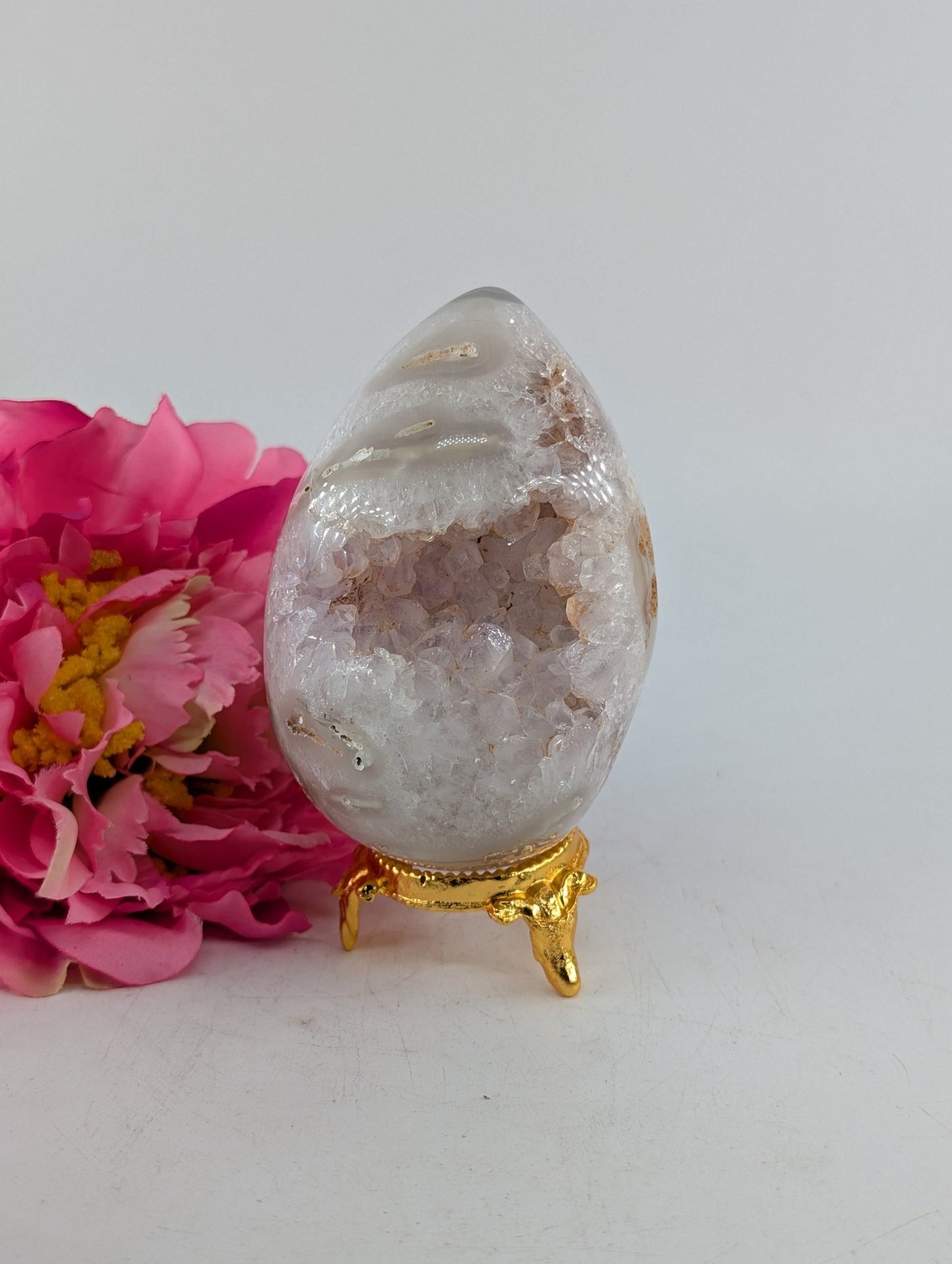 Druzy Agate Egg 322g 80mm - Positive Faith Hope Love